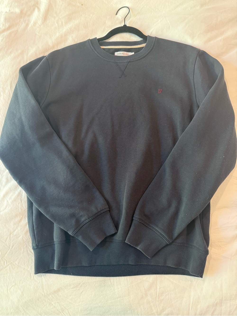 Farah Dark Navy Crewneck Sweatshirt with Subtle Embroidered Logo